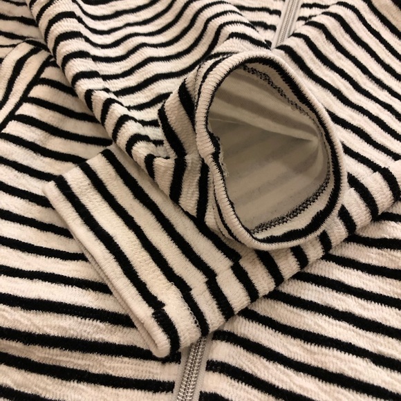 Ruby Rd. Sweatshirt Jacket Striped Full Zip Mock Neck Size M Petite Cotton blend - Picture 8 of 13